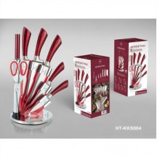 HT-KKS804 HERENTHAL Set de cutite, 8 piese, rosu..